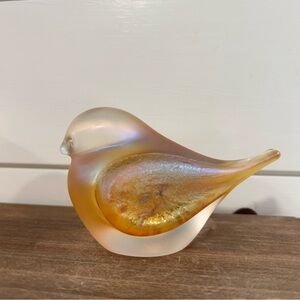 Zellinque Glass Iridescent Bird Figurine Amber